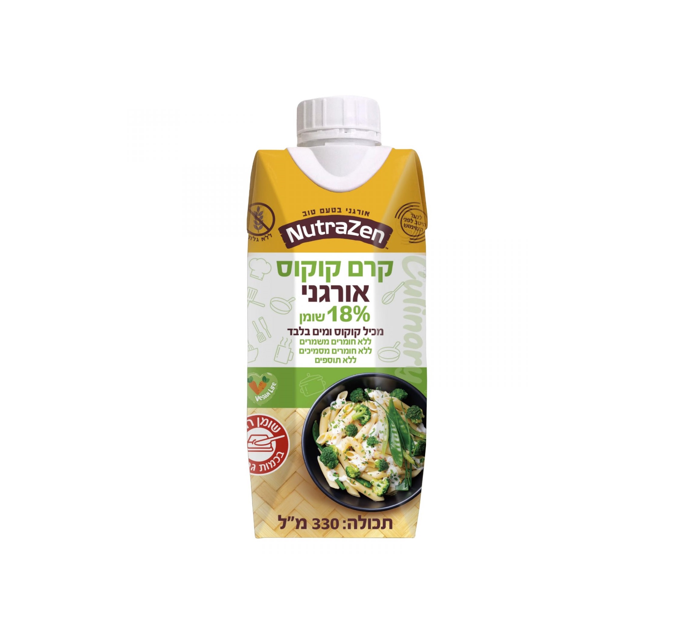 קרם קוקוס אורגני 18% שומן ללא גלוטן | NutraZen