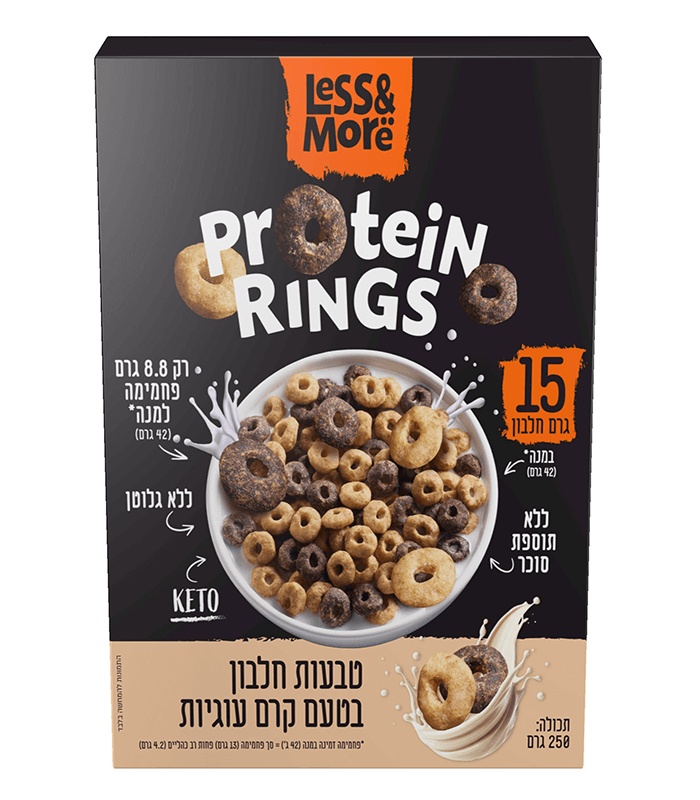 דגני בוקר חלבון ללא תוספת סוכר ללא גלוטן בטעם קרם עוגיות| less&more
