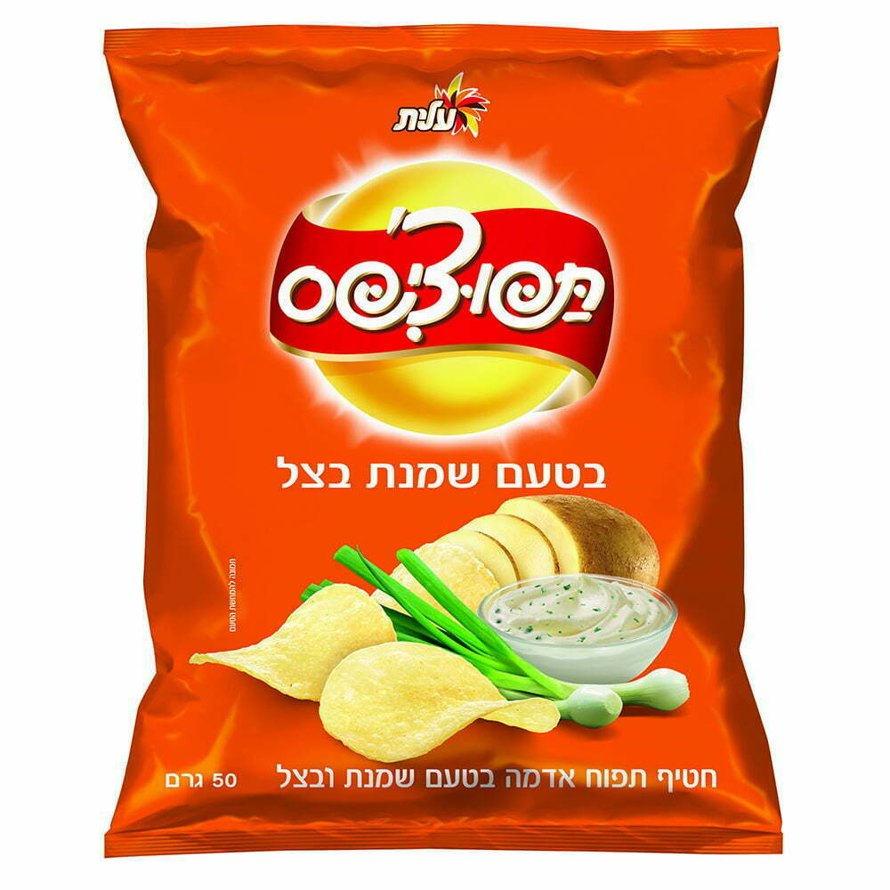 תפוצ'יפס בטעם שמנת בצל 50 גר'|עלית